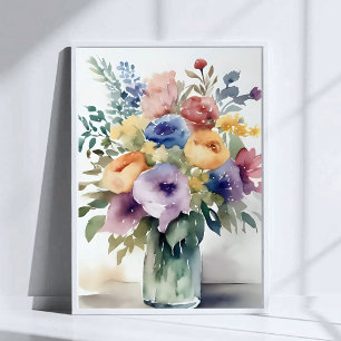 Affiche Peinture de bouquet floral à l'aquarelle