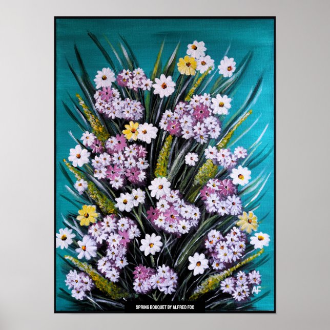Affiche Peinture de bouquet printanier par Alfred Fox (Devant)