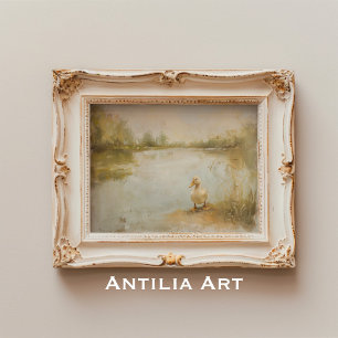 Affiche Peinture de canard à côté du lac Paysage de printe