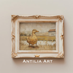 Affiche Peinture de canard à étang rustique Country Farmho