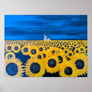 Affiche Peinture de champ de tournesol par Alfred Fox