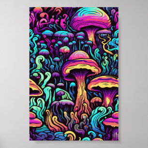 Affiche Peinture de champignons Trippy