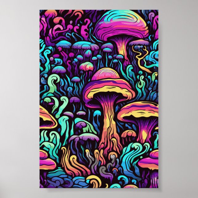 Affiche Peinture de champignons Trippy (Devant)