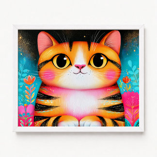 Affiche Peinture de chat américain roux mignon