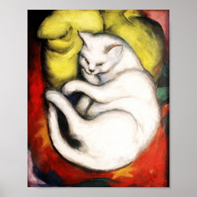Affiche Peinture de Chat Blanc de Franz Marc (Devant)