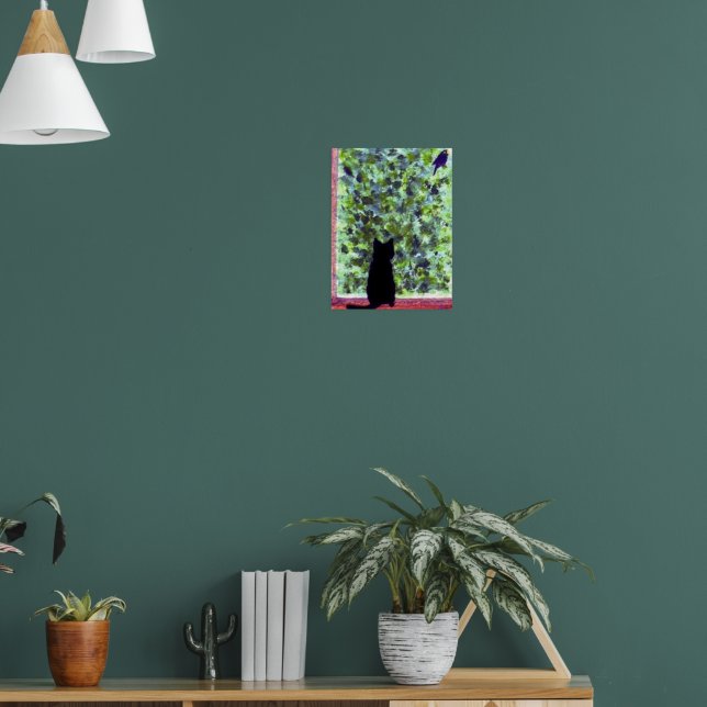 Affiche Peinture de chaton mignon observant des chats noir (Salon 1)