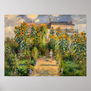Affiche Peinture de chemin de jardin de tournesol