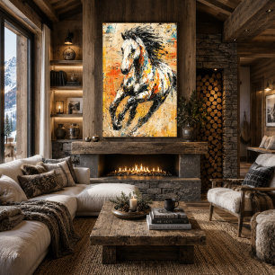 Affiche Peinture de cheval expressionniste abstraite dynam