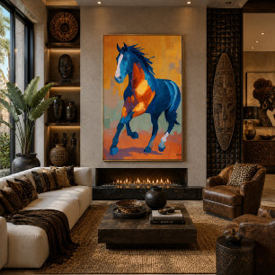 Affiche Peinture de cheval impressionniste moderne colorée