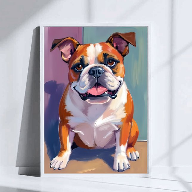 Affiche Peinture de chien Bulldog fantaisiste aquarelle (Créateur téléchargé)