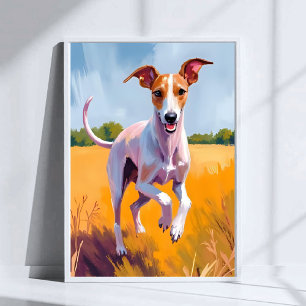 Affiche Peinture de chien Lévrier Italien