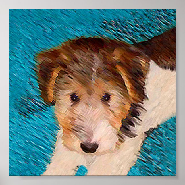 Affiche Peinture de chiot Terrier Fox - Art de chien origi (Devant)