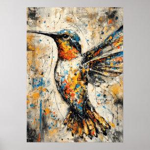 Affiche Peinture de colibri expressionniste abstraite mode