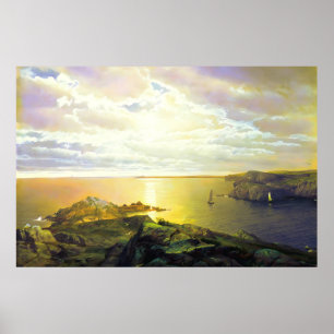 Affiche Peinture de coucher de soleil sur la plage