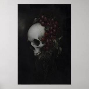 Affiche Peinture de crâne gothique sombre Nature morte Van