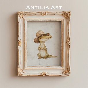 Affiche Peinture de crocodile Alligator Reptile Animal sau