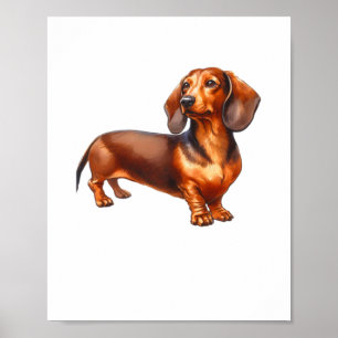 Affiche Peinture de Dachshund - Peinture d'aquarelle de ch