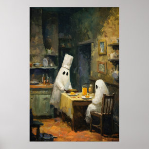 Affiche Peinture de date de cuisine fantôme, Halloween imp