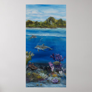 Affiche Peinture de dauphin dessus