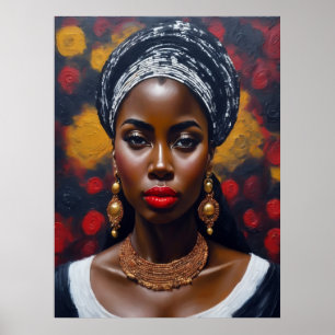 Affiche Peinture de femme noire africaine magnifique