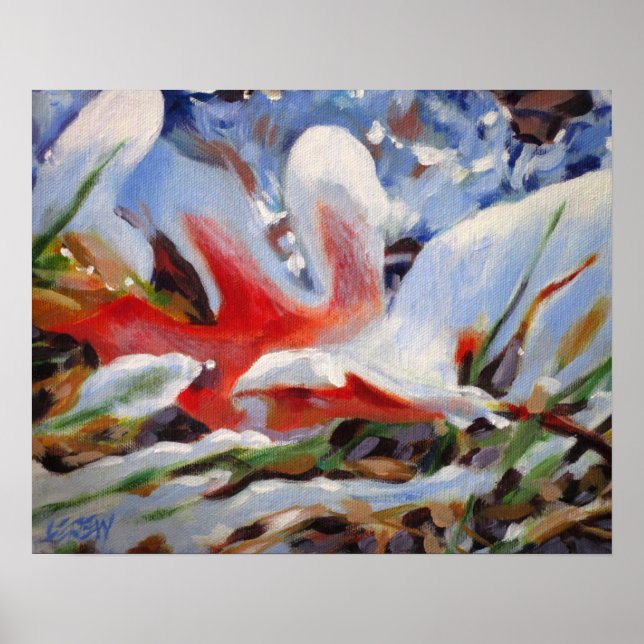 Affiche Peinture de feuille de chêne gelée / Artiste Larry (Devant)