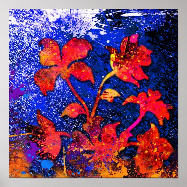 Affiche Peinture de fleurs abstraites Splash (Devant)