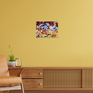 Affiche Peinture de fleurs d'été violette