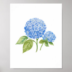 Affiche Peinture de fleurs d'hortensia bleu plage