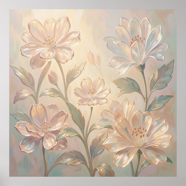 Affiche Peinture de fleurs douces au pastel (Devant)