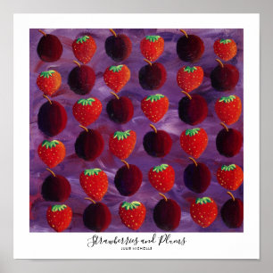 Affiche Peinture de fraises et de prunes