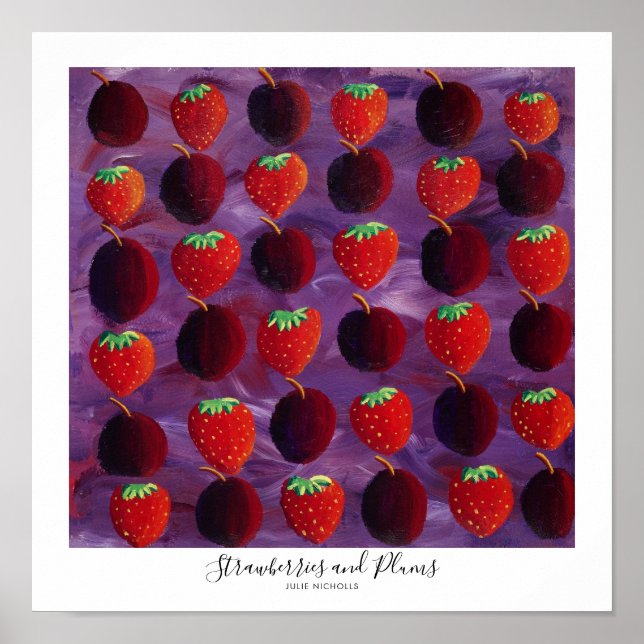 Affiche Peinture de fraises et de prunes (Devant)