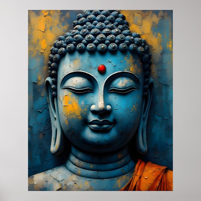 Affiche Peinture de Gautama Bouddha - Art Impasto Moderne (Devant)