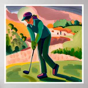 Affiche Peinture de golfeurs - Art Print