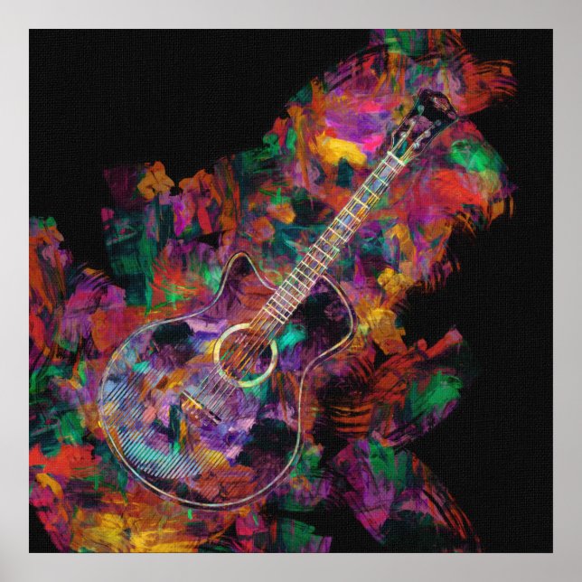 Affiche Peinture de guitare (Devant)