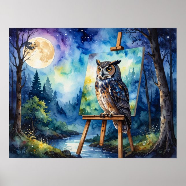 Affiche Peinture de hibou (Devant)