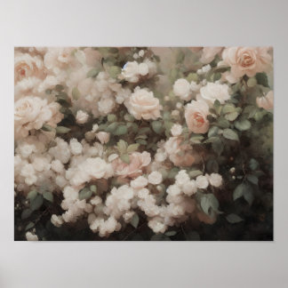 Affiche Peinture de jardin rose - peinture de vie morte