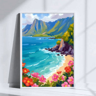 Affiche Peinture de la côte Na Pali Kauai Hawaii