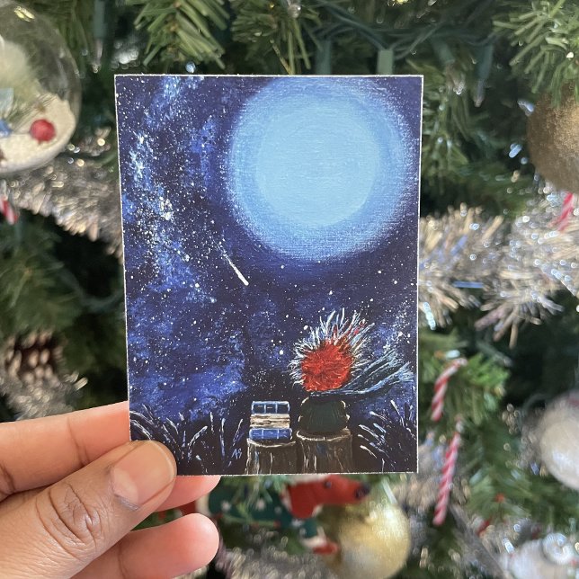 Affiche Peinture de la Lune et des Étoiles Bleu Nuit Lectu (Créateur téléchargé)