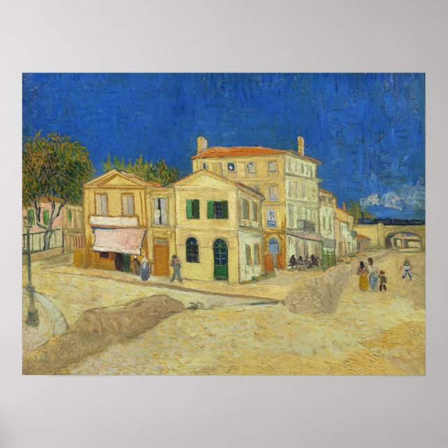 Affiche Peinture de la Maison Jaune avec Ciel Bleu de Van  (Devant)