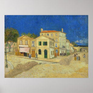 Affiche Peinture de la Maison Jaune de Van Gogh avec Ciel 
