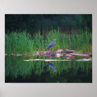 Peinture de la nature de Héron bleu