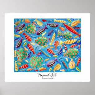 Affiche Peinture de la vie sous-marine de poissons tropica