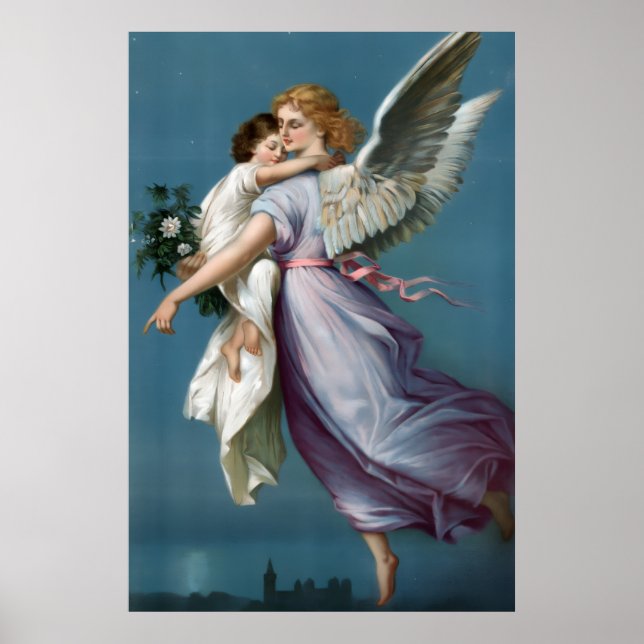 Affiche Peinture de l'ange gardien magnifique (Devant)