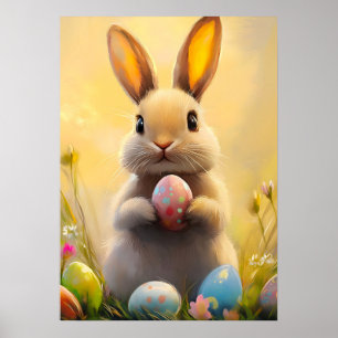 Affiche Peinture de lapin de Pâques