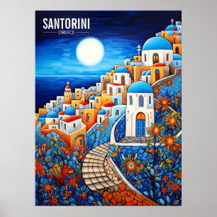 Affiche Peinture de l'île de Santorin   Grèce Travel   Art
