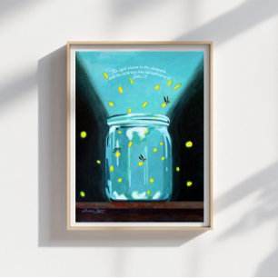 Affiche Peinture de lucioles Jean 1 5 Verset biblique