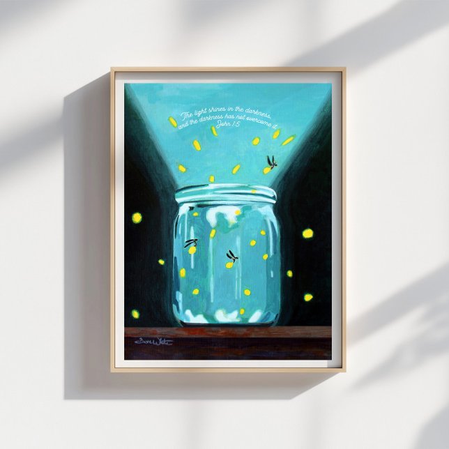 Affiche Peinture de lucioles Jean 1 5 Verset biblique (Créateur téléchargé)