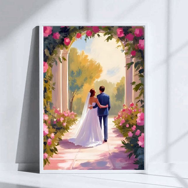 Affiche Peinture de mariage des jeunes mariés Mariée & Mar (Créateur téléchargé)