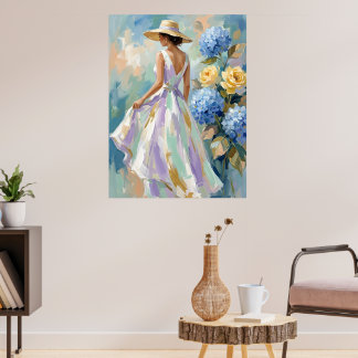 Affiche Peinture de mode florale d'hortensia