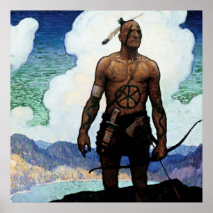 Affiche Peinture de NC Wyeth « Le Dernier des Mohicans »